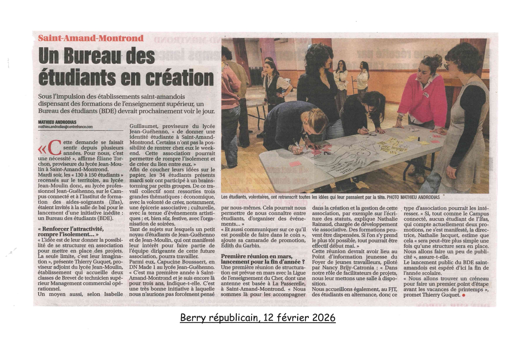 Un bureau des &eacute;tudiants en cr&eacute;ation